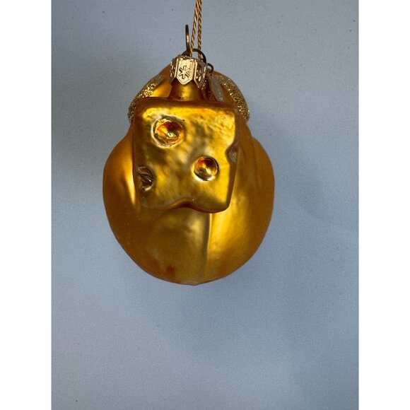 Dept 56 Blown Glass Mouse & Cheese Ornament Gold 3 1/4" Long Holiday Decor Colle - Picture 5 of 6